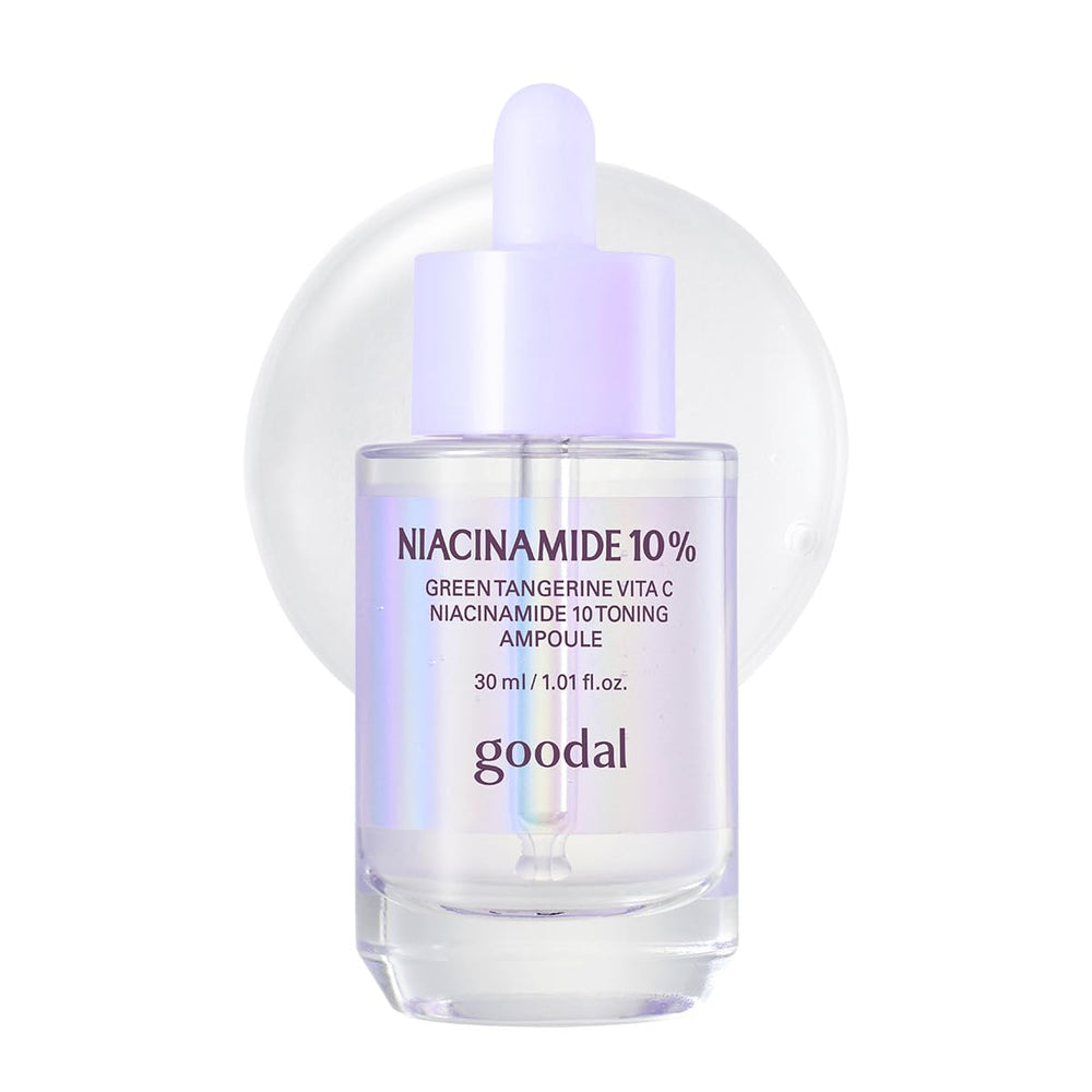 GOODAL Green Tangerine Vita C Niacinamide 10 Toning Ampoule bottle for radiant texture