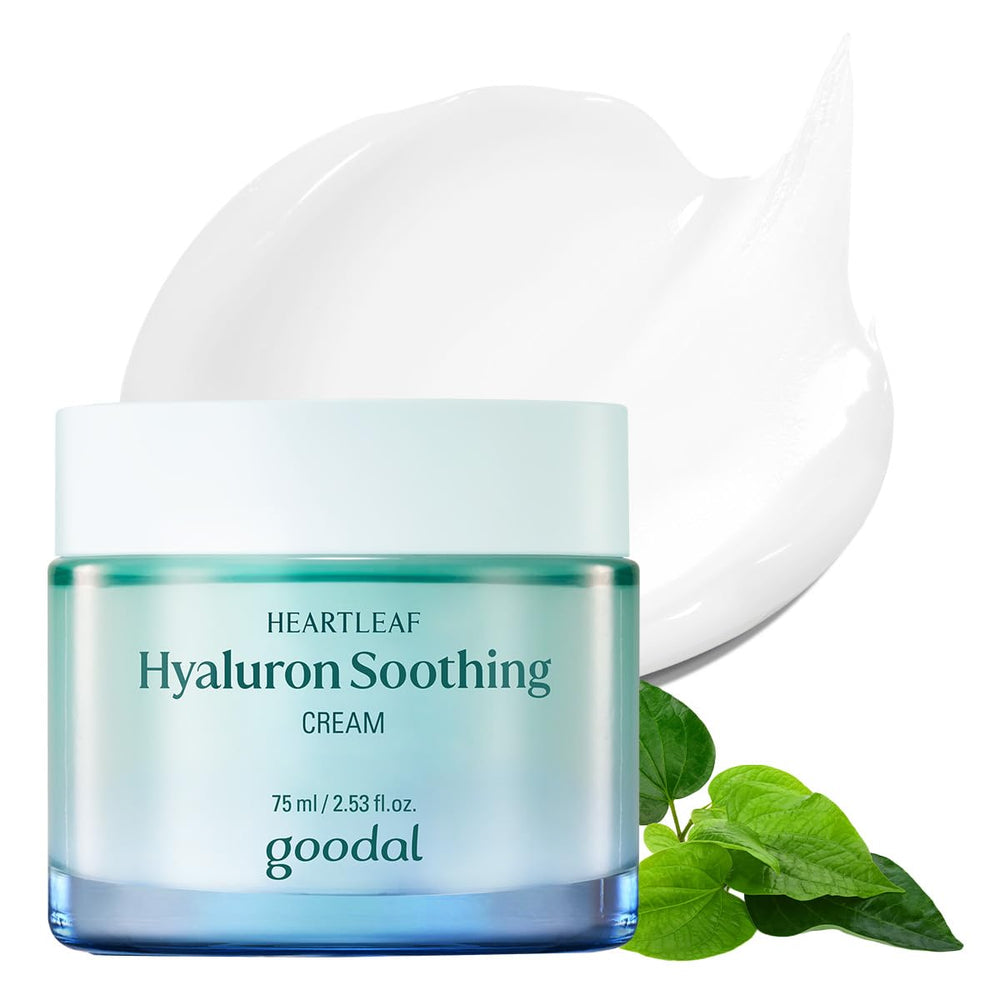 GOODAL Heartleaf Hyaluron Cream tube closeup highlighting rich hydration for sensitive skin