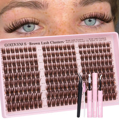 Goddvenus brown wispy lash clusters in packaging for a natural no makeup look