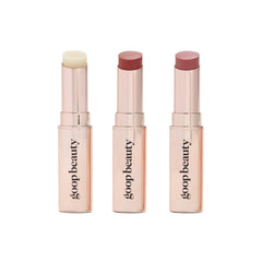 goop Beauty Lip Balm Trio boxed set showcases clean lip care and gift-ready packaging.