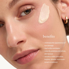 goop Beauty Microderm Exfoliator glycolic acid bottle highlighting pore-refining benefits