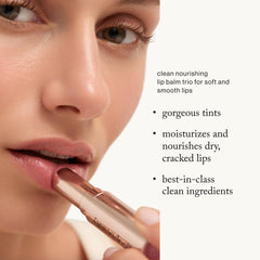 Goop lip balm trio clear balm twist demonstrates color-free hydration for everyday use.
