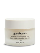 goop Nourishing Face Cream jar close-up reveals whipped texture and rich hydration.
