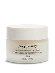 goop Nourishing Face Cream jar close-up reveals whipped texture and rich hydration.