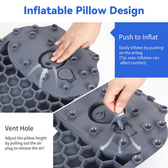 Goowin bath pillow inflatable airbag close-up indicates customizable height for relaxation.