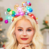 GORTIN light-up Christmas ball headband with colorful ornaments for festive party flair.