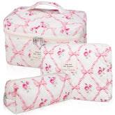 Gosect 3PC makeup bag set with floral pattern for stylish on-the-go organization