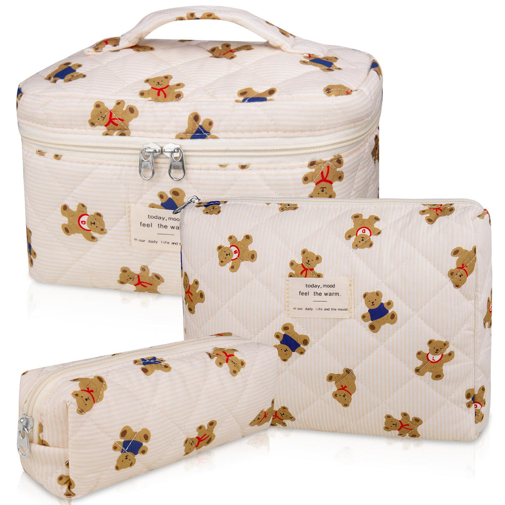 Gosect 3PC makeup bag set with floral pattern for easy travel organization.