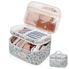 Gosect makeup bag floral front view for stylish daily organization.