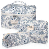 Gosect makeup bag set navy blue front view demonstrates organized daily carry options.
