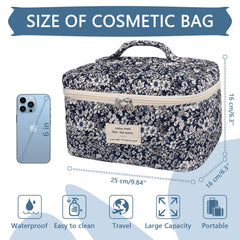 Gosect travel makeup bag folded compactly to fit in a purse or suitcase.
