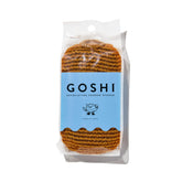 GOSHI exfoliating shower sponge marigold yellow closeup for smooth skin routines
