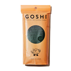 GOSHI exfoliating towel folded moss-green for easy exfoliation