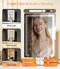 Gospire makeup mirror offers 3 color lighting modes for accurate daytime to evening makeup.