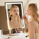 Gospire Hollywood makeup mirror with 70-degree swivel for versatile angles and easy makeup application.