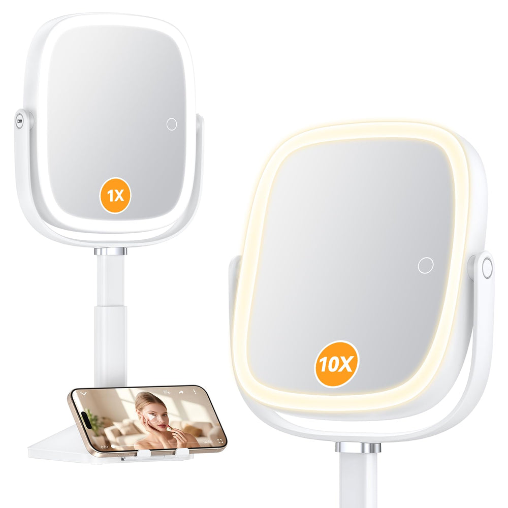 Gospire lighted magnifying mirror with 1x and 10x views for precise makeup.