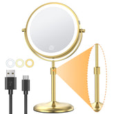 Gospire 7-inch lighted makeup mirror front view with adjustable height for versatile styling.