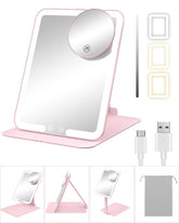 Gospire travel mirror with lights on enables precise makeup checks on the go