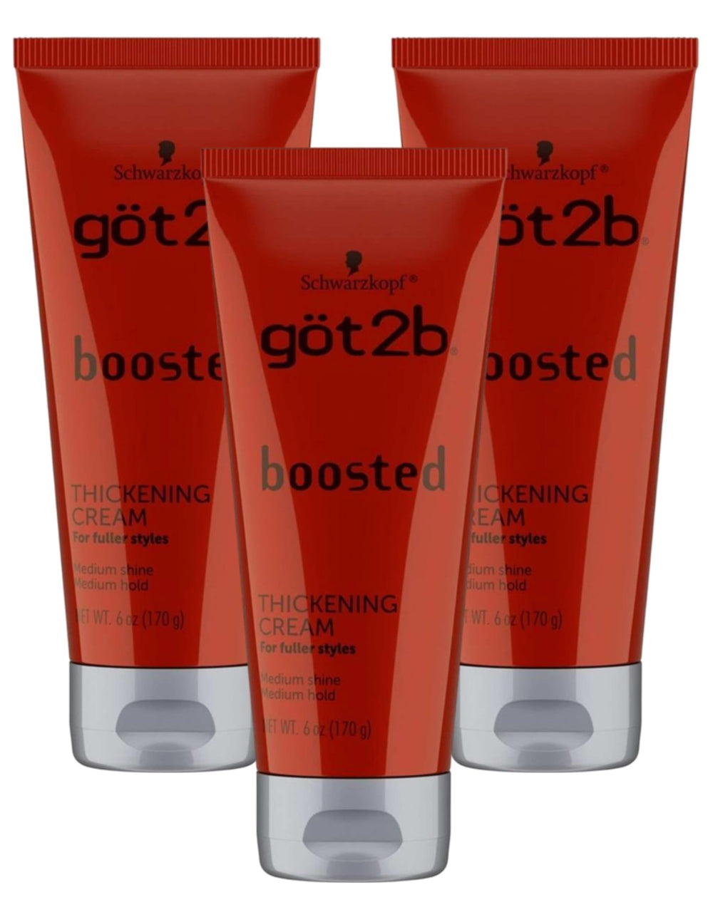 Got2B Boosted Hair Thickening Cream bottle shows compact size for instant root lift.