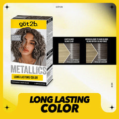 Got2b Metallics M72 Dusty Silver developer bottle aids uniform color development.