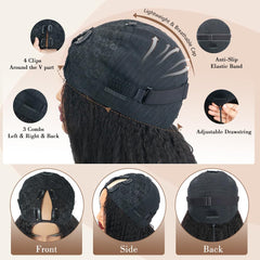 Goulus kinky straight V Part Wig 18in back view with density
