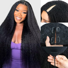 Goulus kinky straight V Part Wig 18in front view for natural look