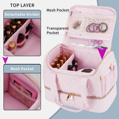 GR69N Nail Polish Organizer Case with lamp and bottles fits a complete manicure setup.
