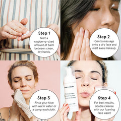 Grace & Stella balm-emulsification-with-water activates a light, rinse-off cleanse