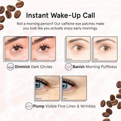 Grace & Stella caffeine under-eye patches in a simple morning routine setup.