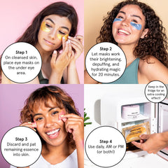 Grace & Stella eye patches applying action demonstrates soothing, cooling application.