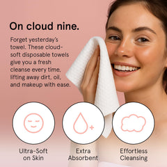 Grace & Stella XL disposable face towelettes size ideal for easy makeup removal.