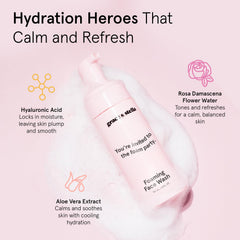 Grace & Stella rose water splash conveys soothing, refreshing cleansing.