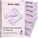 Grace & Stella foot peel mask lavender-packaging demonstrates convenient at-home care