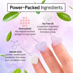 Grace & Stella patch with tea tree oil suggests soothing breakout care.