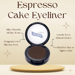Graftobian Espresso Brown Cake Eyeliner powder closeup highlights smooth, fade-resistant texture.