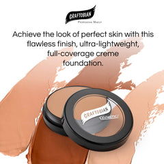 Graftobian HD Glamour Creme Foundation applied with brush for smooth, blendable finish.