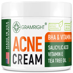 GRAMRIGHT Acne Face Cream bottle pump offers lightweight hydration for clearer-looking skin.