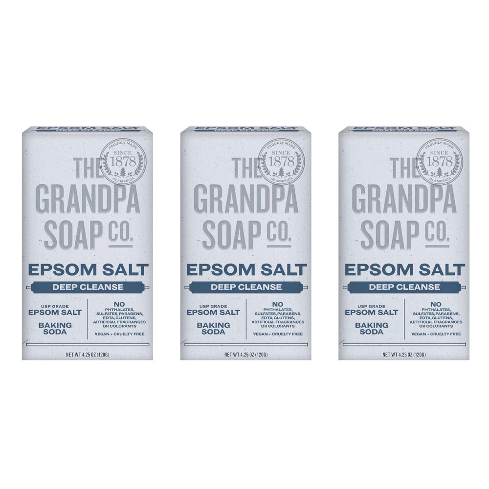 Packaging spotlight: The Grandpa Soap Company Epsom Salt Bar Soap uses sustainable packaging.