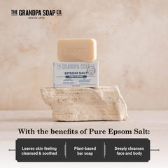 Vegan and cruelty-free label signals The Grandpa Soap Company’s ethical bar soap.