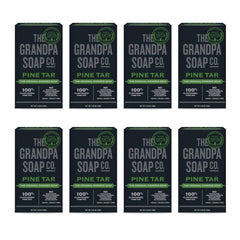 The Grandpa Soap Company Pine Tar Bar Soap pack-8 for all-in-one cleansing (face, body, hair).