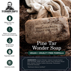 Pine Tar Bar Soap in hand demonstrates rich lather for cleansing.