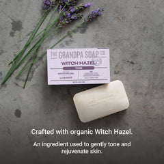 The Grandpa Soap Company Witch Hazel Bar Soap lavender scent ideal for relaxation