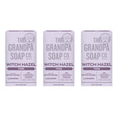 The Grandpa Soap Company Witch Hazel Bar Soap packaging highlights sustainability and cruelty free credentials
