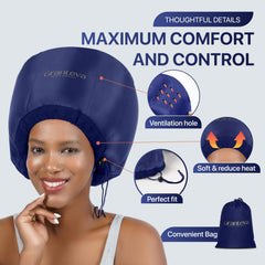 Granteva hair dryer bonnet-headband integrated helps keep ears cool during styling.