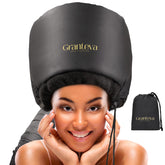 Granteva hooded hair-dryer attachment with integrated headband supports long, comfortable styling.