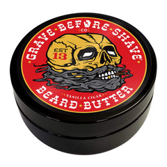 Grave Before Shave cigar blend beard butter packaging shows scent and size.