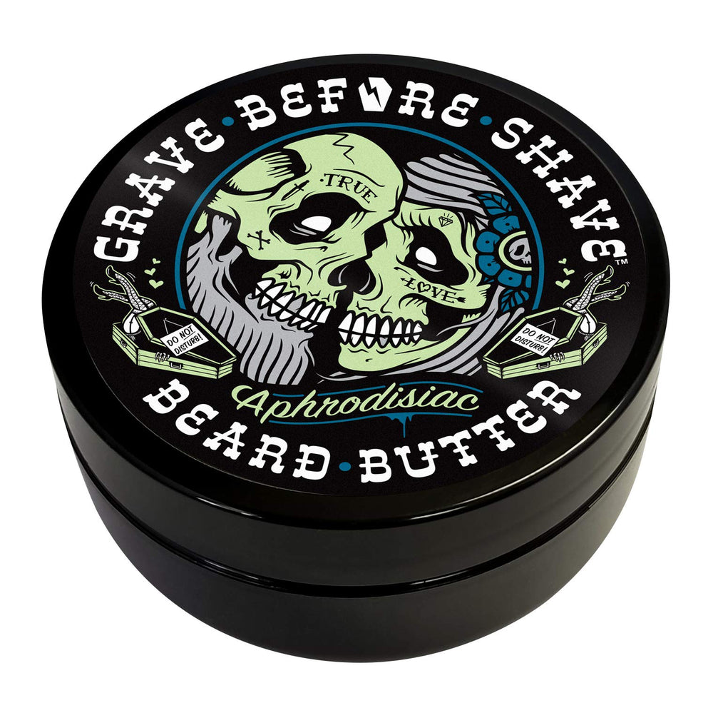 Grave Before Shave leather cedar beard butter jar for conditioning and itch relief.