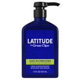 Great Clips Latitude leave-in conditioner bottle highlighting hydrating formula for daily moisture.