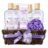 Green Canyon Spa lavender gift basket with soothing bath treats for home spa rituals.