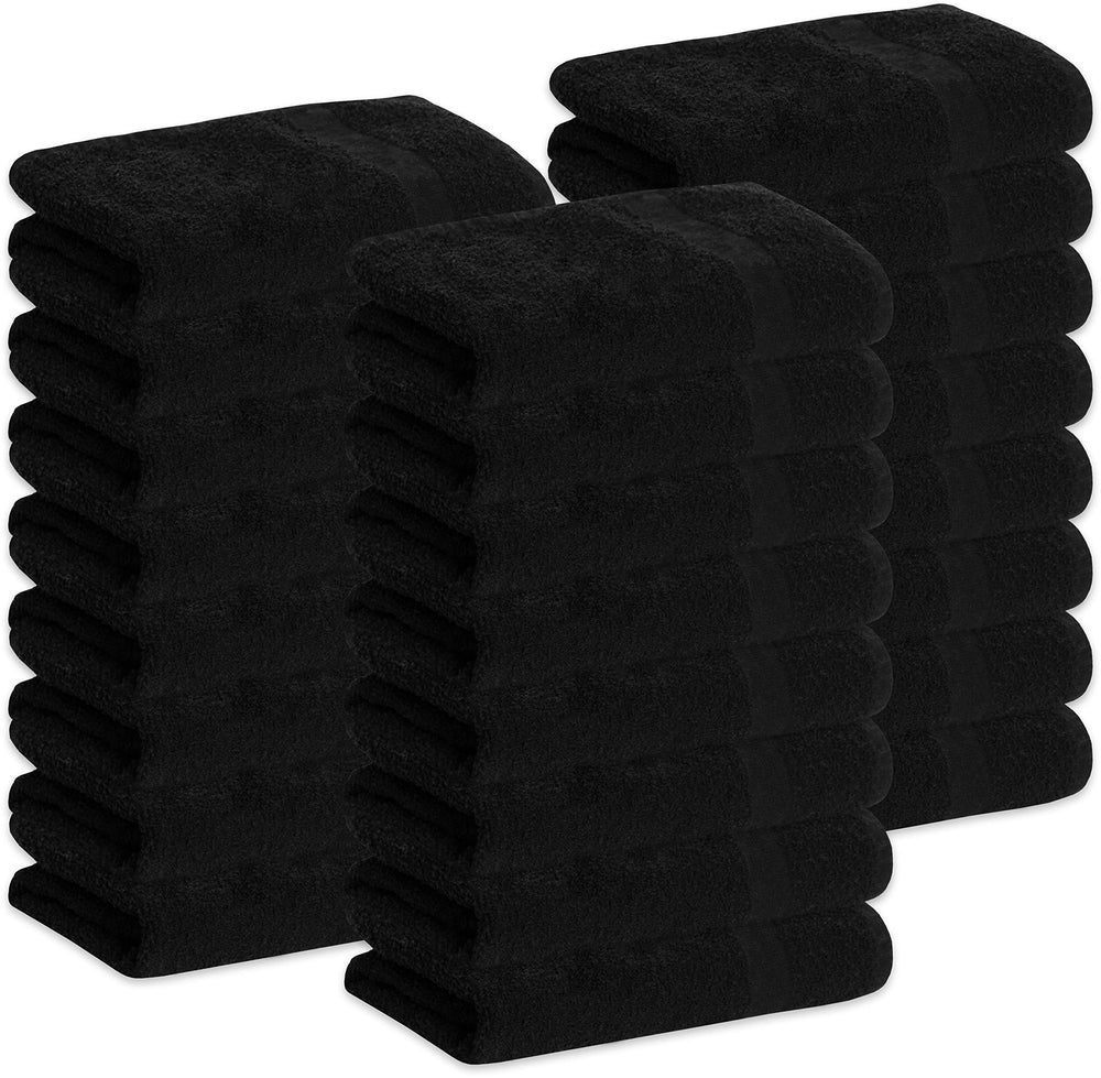 GREEN LIFESTYLE black microfiber bleach-safe towel bulk 24-pack rolled for gym use